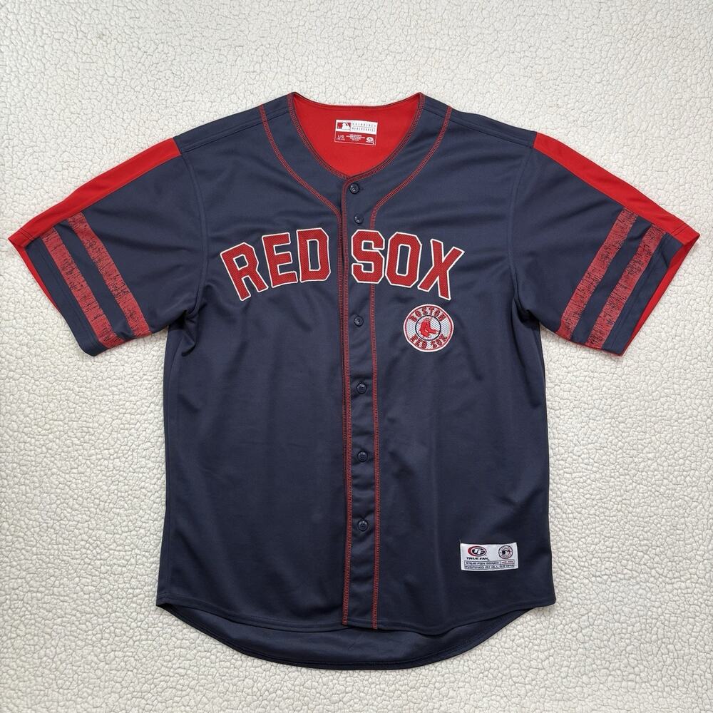Boston Red Sox Jersey Men's L Blue Red Genuine Merchandise True Fan MLB Baseball